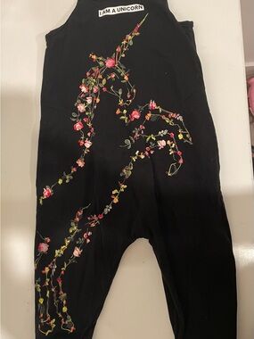 Burberry Black Floral Unicorn Kids Romper